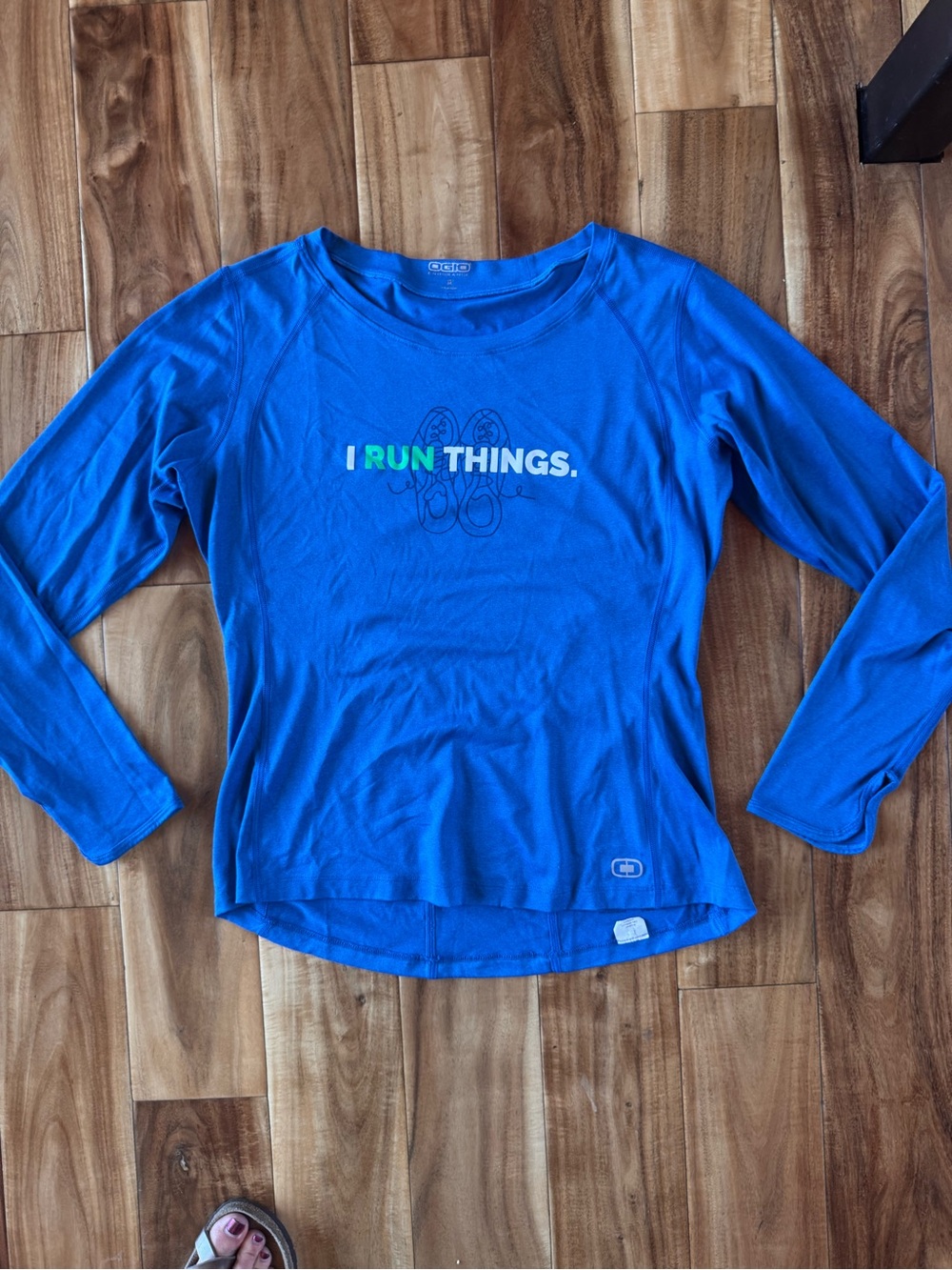 Ogio Blue I Run Things Long Sleeve Running Tee
